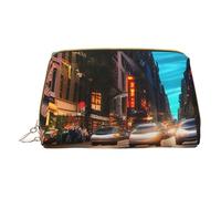 Streets of New York City - Borsa porta trucchi in pelle con cerniera, per oggetti vari, bianco, Taglia unica