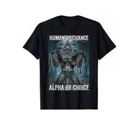 Streetwear Hip Hop Graphic Tee Human By Chance Alpha By Choice Cool Funny Alpha Wolf Meme T-Shirt KOMFORT UND SICHERHEIT - Dieses Kinder-T-Shirt aus 100% Baumwolle bietet optimalen Komfort und Sicherh