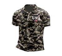Streetwear - Maglietta estiva da uomo, a maniche corte, motivo bandiera americana patriottica, memoriale del 4 luglio, spiaggia hawaiana, camouflage, M