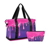 Streetwear pittura graffiti rosa viola borsa sportiva da viaggio borsa per il fine settimana con tracolla regolabile per viaggi di lavoro multifunzionale, street fashion graffiti pittura rosa viola,