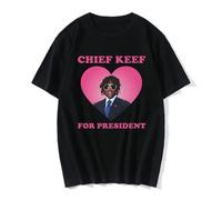 Streetwear Top Rapper Chief Keef T Shirt Men's Fashion Harajuku Short Sleeve Tees Vintage T-Shirts Hip Hop Aesthetic Clothing Black M