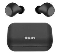 STREETZ TWS-110 - Cuffie stereo Bluetooth, wireless, Bluetooth 5.0, con microfono integrato e custodia a ricarica rapida, fino a 16 ore di riproduzione musicale, presa comoda, colore: Nero