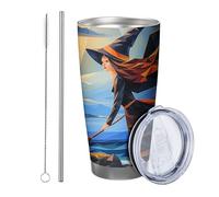 Strega bicchiere Set Di 1 Torre Luce Luna Uccello Bella Ragazza Boemia Astratto Sae Ocean blu arancione nero Acciaio Isolato Can Cooler Infrangibile Viaggio Piscina All'aperto Con Coperchio tazza da