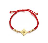 Strega Bracciale Nodo Irlandese Trinità Celtico Fatto a Mano Corda Intrecciata Fortunato Rossa Regolabile Coppia di Perline Triquetra Gioielli Amuleto Wiccano (A-Rosso)
