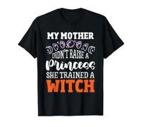 Strega Camicia Luna Fase Design Halloween Tee Addestrato A Strega Maglietta