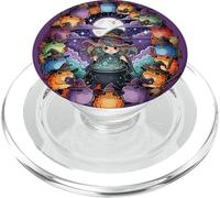 Strega carina che crea momenti magici con rospi PopSockets PopGrip per MagSafe