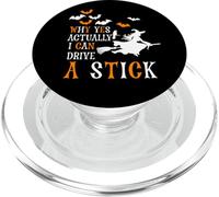 Strega che guida una scopa bastone divertente pipistrelli costume di Halloween PopSockets PopGrip per MagSafe