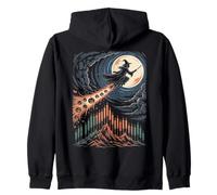 Strega Che vola sopra la Zucca Halloween Art Felpa con Cappuccio