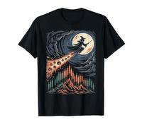 Strega Che vola sopra la Zucca Halloween Art Maglietta