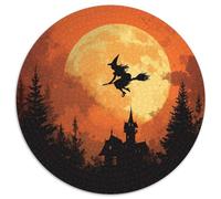 Strega che Vola su una Scopa di Fronte alla Luna Piena Puzzle 1000Pcs Decorazione Per La Casa. Rilassamento E Intelligence Per Adulti E Bambini Da 14 Anni 1000pcs (67.5x67.5cm)