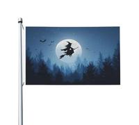 Strega che vola sul manico di scopa Silhouette Yard House Bandiere, 0,9 x 1,5 m striscione di auguri con occhielli per interni ed esterni feste decorazioni per la casa