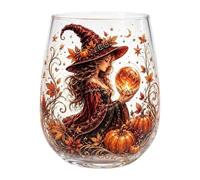 Strega Coppa di vetro senza stelo, sfera di cristallo luna stella zucca | Bicchieri Witchy Fantasy per cocktail, whisky, occulto, da collezione, regalo di Halloween, bevanda misteriosa, 12,4 x 8,9 cm