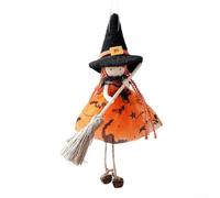 Strega decorativa di Halloween con scopa da appendere all'albero o al caminetto, perfetta per creare un'atmosfera inquietante e festosa durante la stagione di Halloween (arancione)