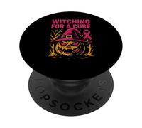 Strega del nastro rosa per Halloween di una donna carina PopSockets PopGrip Adesivo