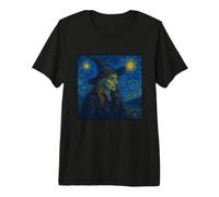 Strega della Notte Stellata in Cappello Van Gogh Halloween Art Parodia Maglietta Premium