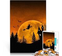 Strega di Halloween e casa stregata Puzzle da 1000 pezzi per adulti Difficile da completare ma divertente e umoristico Compleanno e regali unici 38x26cm