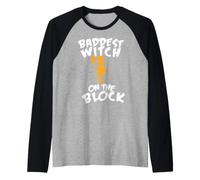 Strega di Halloween La Strega più Cattiva sul Blocco Maglia con Maniche Raglan