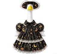 Strega di Halloween per costume con cappello abbinato per statua d'oca da 58 cm, viola vibrante con castello infestato e stampa Jack O lanterna, impermeabile, resistente allo sbiadimento (luna nera)