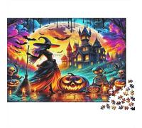Strega di Halloween Scena Gioco di Puzzle 1000 Pezzi Carta per Adulti Castello Stregato Notte Relax Famiglia Decorazione 70x50cm/1000pcs