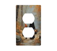 Strega e figlia che camminano autunno sentiero foresta copertura interruttore luce copertura decorativa 1 banda piastra da parete per cucina camera bagno dimensioni 7 x 11,4 cm