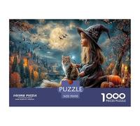 Strega e gatto Puzzle Impossibili 1000Pcs Città magica autunnale Decorazione Per La Casa. Rilassamento E Intelligence Per Adulti E Ragazzi Da 14 Anni 70x50cm/1000pcs