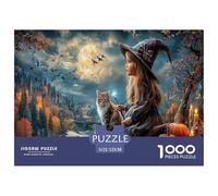 Strega e gatto Puzzle Impossible 1000 Pezzi Città magica autunnale Decorazione Per La Casa. Rilassamento E Intelligence Per Adulti E Ragazzi Da 14 Anni 52x38cm/1000pcs