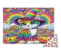 Strega Gatto Arcobaleno Puzzles 1000 Pezzi Carta riciclata per adulti Puzzle per adulti Gioco educativo con sfida Ottima idea regalo per bambini dai 12 anni in su 70x50cm/1000pcs