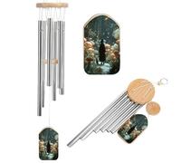 Strega gatto nero nella foresta fiori funghi campanelli a vento commemorativo tono profondo scacciapensieri con 6 tubi in alluminio decorazione da giardino esterno cortile