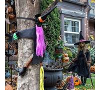 Strega Halloween,100cm H Strega Che Si Schianta Sull'albero Addobbi Halloween Decorazioni Esterno, Decorazione Ornamenti per Esterni appesi a Streghe per Cortile, Giardino Albero (Gambe arancioni)