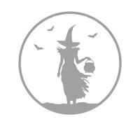 Strega Halloween Decalcomania - Calderone Pipistrelli Muro Arte Grafico PC Auto
