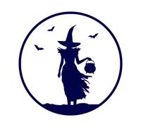Strega Halloween Decalcomania - Calderone Pipistrelli Muro Arte Grafico PC Auto