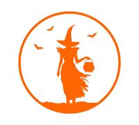 Strega Halloween Decalcomania - Calderone Pipistrelli Muro Arte Grafico PC Auto