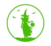 Strega Halloween Decalcomania - Calderone Pipistrelli Muro Arte Grafico PC Auto