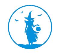 Strega Halloween Decalcomania - Calderone Pipistrelli Muro Arte Grafico PC Auto