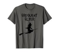 Strega Halloween Divertente Frequent Flyer Scopa Maglietta