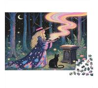 Strega nella foresta mistica Puzzle 1000 Pezzi Puzzle per Adulti Notte incantata Relax Concentrazione Regalo per la famiglia 70x50cm/1000pcs