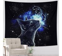 strega nero carino gatto arazzo notte stellata fantasia celeste astrologia fata tarocchi nero poliestere morbido yoga club adulti camera da letto college dormitorio club arredamento grande interno