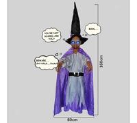 Strega parlante animata sospesa di Halloween, suoni spettrali, versatile con