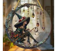 strega personalizzata strega appeso alla finestra ornamento acchiappasole, 2D acrilico strega luna suncatche r finestra appeso ornamento auto, decorazione incantata luna mezzaluna per casa,