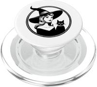Strega retrò con gatto nero PopSockets PopGrip per MagSafe
