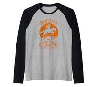 Strega Scopa Cavallo Ragazza Halloween Costume Cavalli equestre Maglia con Maniche Raglan