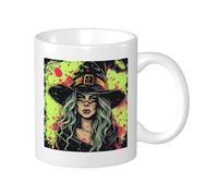 Strega Set Di 1 Tazza Stampa Cool Girls Cappello Magico Bella Spray Painting Graffiti Estetica Y2K giallo nero Ceramica Tè In Ceramica Macerazione Leggero Dispensa Apaartment Camera Da Letto Tazza