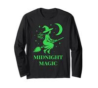 Strega sulla Luna Magia Halloween e Arte mistica Maglia a Manica