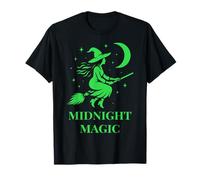 Strega sulla Luna Magia Halloween e Arte mistica Maglietta