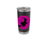 Strega sulla scopa con la luna piena Design per Halloween Bicchiere termico in acciaio inox doppia parete