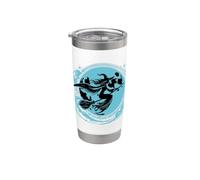 Strega sulla scopa con la luna piena Design per Halloween Bicchiere termico in acciaio inox doppia parete