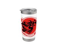 Strega sulla scopa con la luna piena Design per Halloween Bicchiere termico in acciaio inox doppia parete