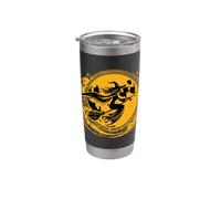 Strega sulla scopa con la luna piena Design per Halloween Bicchiere termico in acciaio inox doppia parete