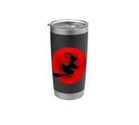 Strega sulla scopa con la luna piena Design per Halloween Bicchiere termico in acciaio inox doppia parete
