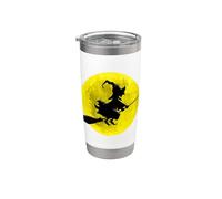 Strega sulla scopa con la luna piena Design per Halloween Bicchiere termico in acciaio inox doppia parete